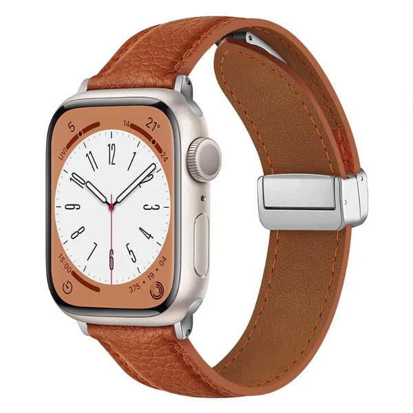 Leather band with magnet buckle