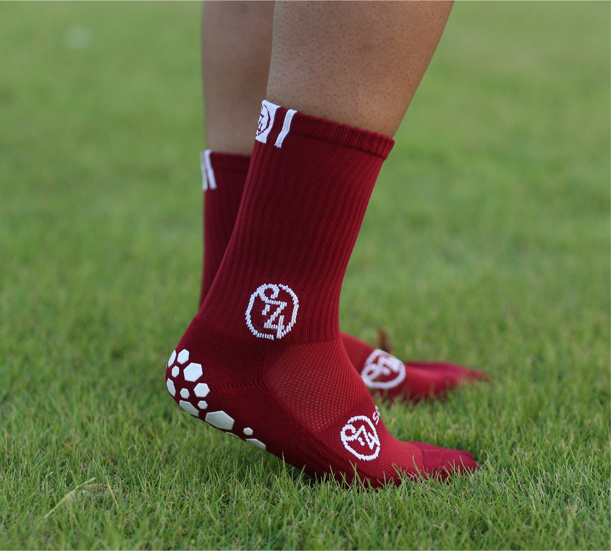 Maroon Grip Socks - Pair