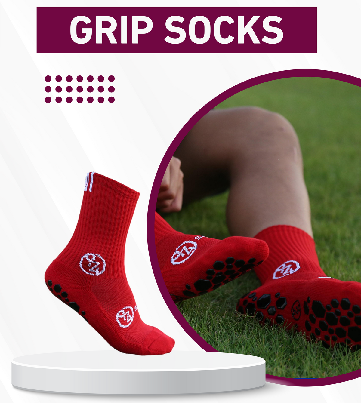 Red Grip Socks - Pair